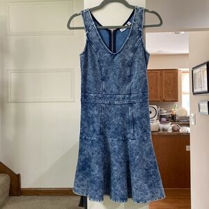 Marilyn Monroe Acid Wash Denim 80s Style Chambray Skater Dress: Women's Xsmall